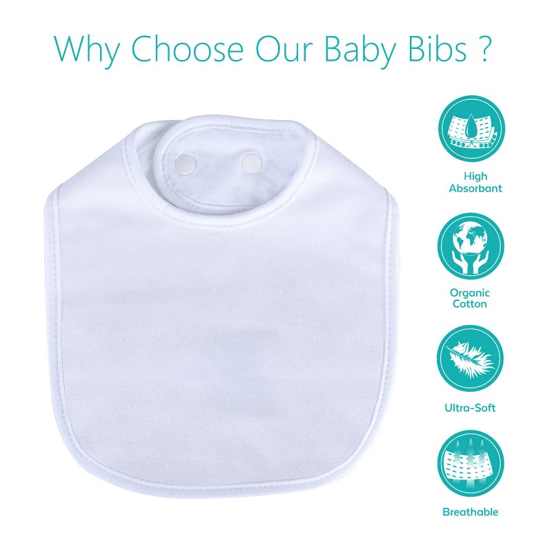 Hakochia Waterproof Baby Bibs Cotton Soft and Absorbent 4-Layer Unisex Baby Bandana Bibs With Adjustable Snaps for Boys Girls Feeding, Teething, Drooling,3-36 Months 10 Pack - Image 2